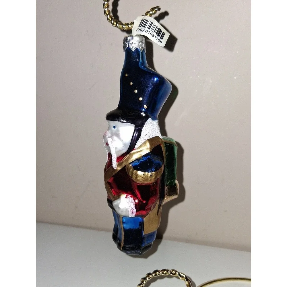 Pier 1 Poland Blown Glass Nutcracker Soldier Christmas Ornament 5.5